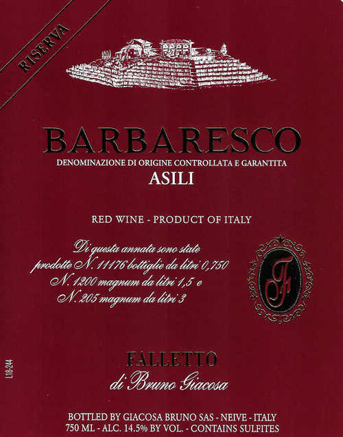 Giacosa/Bruno Barbaresco Asili Red Label Riserva 2020 1.5L